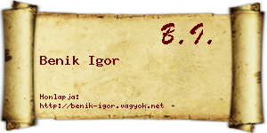 Benik Igor névjegykártya